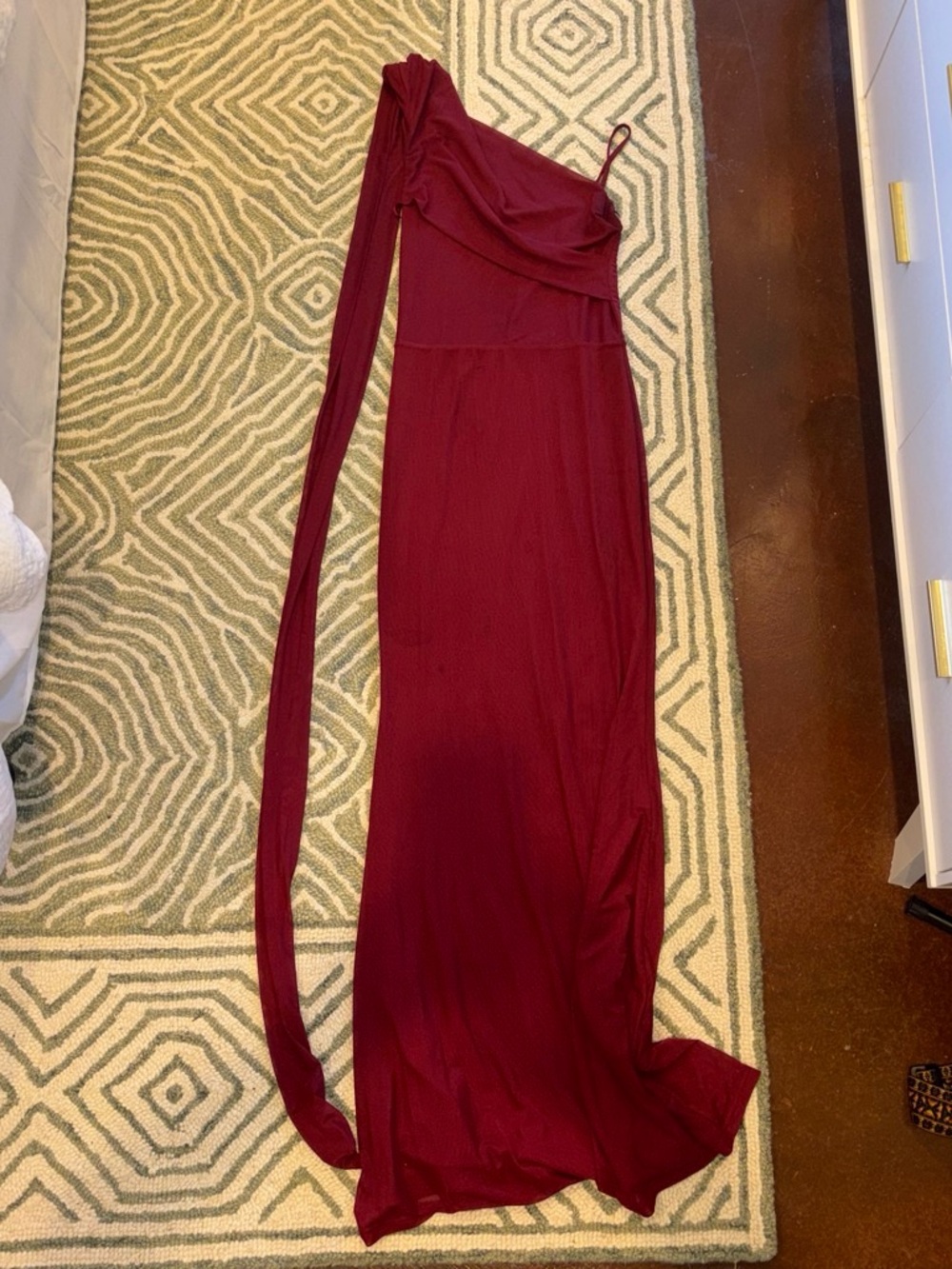 superdown One-Shoulder Wine Maxi Dress